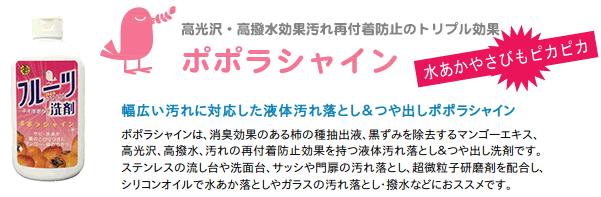 幅広い汚れに対応した液体汚れ落とし&つや出しポポラシャイン